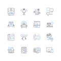 Data storage line icons collection. Backup, Archive, Compression, Capacity, Redundancy, Retrieval, Transfer vector and
