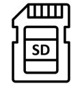 Data storage, memory card Isolated Vector Icon That can be easily edited in any size or modified. Data storage, memory card Isola