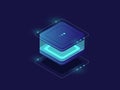 Data,storage,,personal,data,protection,icon,,technology,block,,lighting,cube,with,glass,walls,isometric,vector Royalty Free Stock Photo