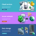 Data storage and protection banners set Royalty Free Stock Photo
