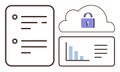 Data Storage and Security with Cloud Lock, Document, and Analytics Dashboard Elements Royalty Free Stock Photo
