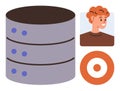 Data storage server with user profile and target, symbolizing database management and personalization Royalty Free Stock Photo