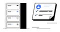 Data Storage Servers with User Verification Checklist on Document Page Royalty Free Stock Photo