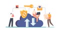 Data Storage, Synchronization, Recovery and Concept. Characters Restore Media Files into Cloud Storage on Virtual Server