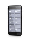 Data store. File cabinets inside the screen of a mobile phon