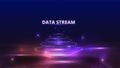 Data stream background. Binary code circle flow. Abstract music wave. Science tech coding. Numbers and dots. Glow