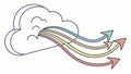 Data Stream Cloud with Multicolored Arrows, vector design Generative AI Royalty Free Stock Photo