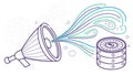 Data Stream from Megaphone to Servers, Digital Information Flow, vector design Generative AI Royalty Free Stock Photo