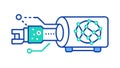 Data Stream Projector: Information Flow Digital Communication, vector design Generative AI Royalty Free Stock Photo