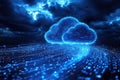 Data streams connecting devices in cloud computing Royalty Free Stock Photo