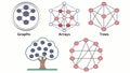 Data Structure Icons Set with Graphs, Arrays, and Trees vector design Generative AI Royalty Free Stock Photo