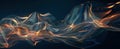 Data surface like light cloth, nano fabric abstract background, transparent material in black space. Concept of nanotechnology,