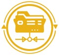 Data sync and file sharing vector icon with network folder and circular arrows Royalty Free Stock Photo