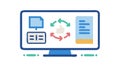 Data Synchronization on Computer Screen Icon for Cloud Computing, vector design Generative AI Royalty Free Stock Photo