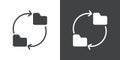 Data synchronization icon Flat set in black and white color