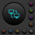 Data syncronization dark push buttons with color icons
