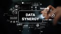 Data Synergy Concept with Touch Interface and Analytics Graphics for Business Insights and Strategic Decisions Royalty Free Stock Photo