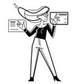 Data systematization, collecting and analyzing information, woman intellectual worker making analysis of some data on pc or web,