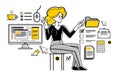 Data systematization, collecting and analyzing information, woman intellectual worker making analysis of some data on pc or web,