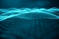Data technology, abstract global network. Wave of particles. Abstract background, wavy surface consisting of points - Royalty Free Stock Photo