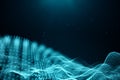 Data technology, abstract global network. Wave of particles. Abstract background, wavy surface consisting of points - Royalty Free Stock Photo