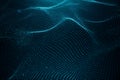 Data technology, abstract global network. Wave of particles. Abstract background, wavy surface consisting of points - Royalty Free Stock Photo