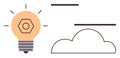 Innovation and Cloud Storage Concept with Light Bulb and Cloud Outline Elements Royalty Free Stock Photo