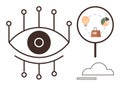 Futuristic Eye Symbol, Data Technology, Innovation Insights, Cloud Computing, and Business Analytics Visualization Royalty Free Stock Photo
