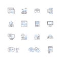 Data technology line icons collection. Analytics, Big data, Cloud, Computation, Cybersecurity, Data-driven, Database