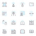 Data technology linear icons set. Analytics, Warehousing, Integration, Visualization, Mining, Cleansing, Architecture Royalty Free Stock Photo