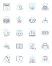 Data technology linear icons set. Analytics, Warehousing, Integration, Visualization, Mining, Cleansing, Architecture Royalty Free Stock Photo