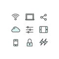 Data Technology, Mobile and Internet Tools, Devices, Network Management, Networking and Cloud Computing, Web Symbols
