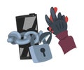 Data Theft. Hacker Wearing Gloves Breaking into Smartphone Vector Illustration