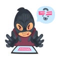 Data Theft. Hacker Wearing Mask Breaking into Electronic Device Vector Illustration