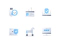 Data theft and threat - flat design style icons set