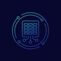 data to spreadsheet icon, linear design Royalty Free Stock Photo