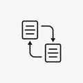 Data transfer between computer and smartphone. Multi device synch and file sharing icon for web and mobile UI design