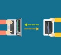 Data transfer concept. Communication between devices.