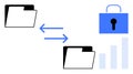 Data Transfer and Security Concept with Folders, Arrows, and Lock Icon Royalty Free Stock Photo