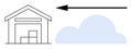 Warehouse and Cloud Data Storage with Arrow Showing Data Transfer Concept Royalty Free Stock Photo