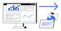 Data Transfer and Analysis Concept with Desktop Charts and Mobile Collaboration Royalty Free Stock Photo