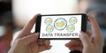 Data transfer concept on a smartphone Royalty Free Stock Photo