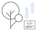Data Transfer and Environmental Concept with Tree and Code Symbol in Minimal Design Royalty Free Stock Photo