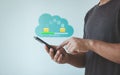 Data transfer, Transfer file of data between folder, Backup data, Exchange of files on cloud Royalty Free Stock Photo