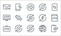 Data transfer line icons. linear set. quality vector line set such as data transfer, checked, business, data transfer, queue, ftp