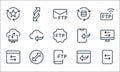 Data transfer line icons. linear set. quality vector line set such as file transfer, ftp, transfer, back, cloud storage, data Royalty Free Stock Photo