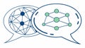 Data transfer network arrows doodle in speech bubble, Vector Design, Generative AI