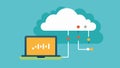 Data Transfer A series of binary digits 0s and 1s streaming from a laptop to a cartoonish cloud symbolizing data being Royalty Free Stock Photo