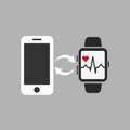Data transfer from smart watches to phone Royalty Free Stock Photo