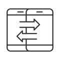 Data transfer smartphone icon in line design. data transfer, device sync, arrows exchange, smartphone communication, mobile Royalty Free Stock Photo